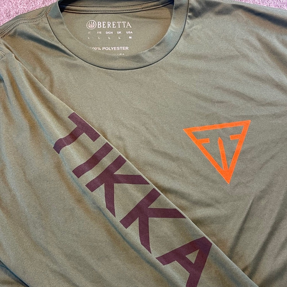 Beretta Tikka Long Sleeve T Shirt Mens M Olive Green Shooting Hunting